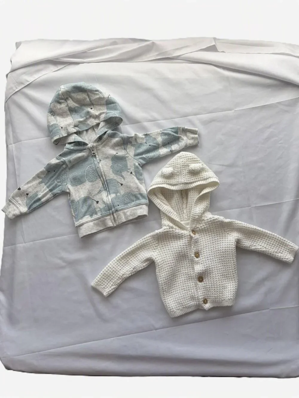 Carter's & Child of Mine Newborn Hoodies 2 Pc 100% Cotton Elephant Sweater Set